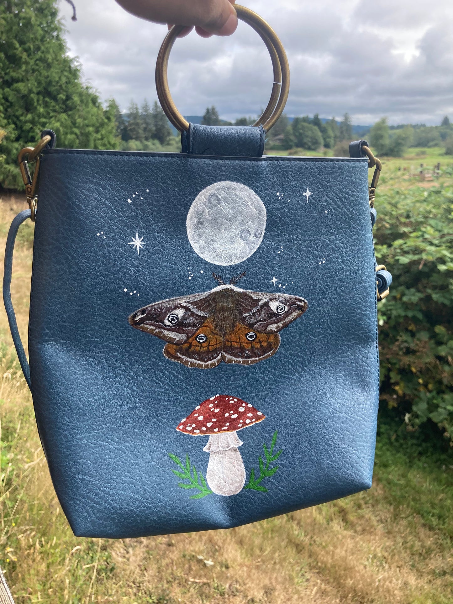 Moon, moth and mushroom bag