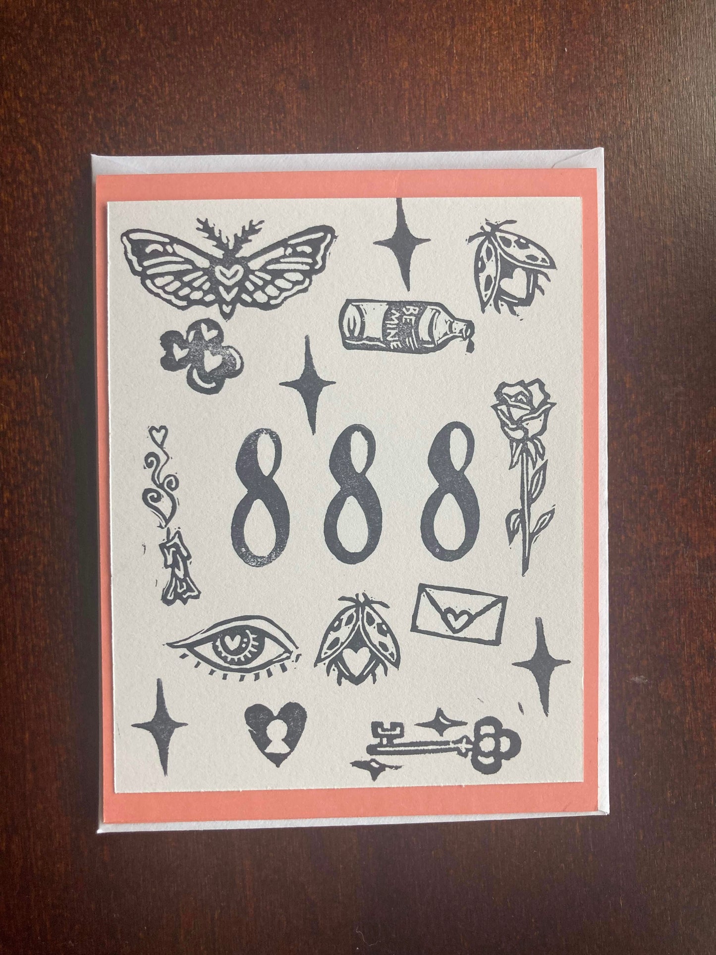 Angel Numbers block printed greeting cards