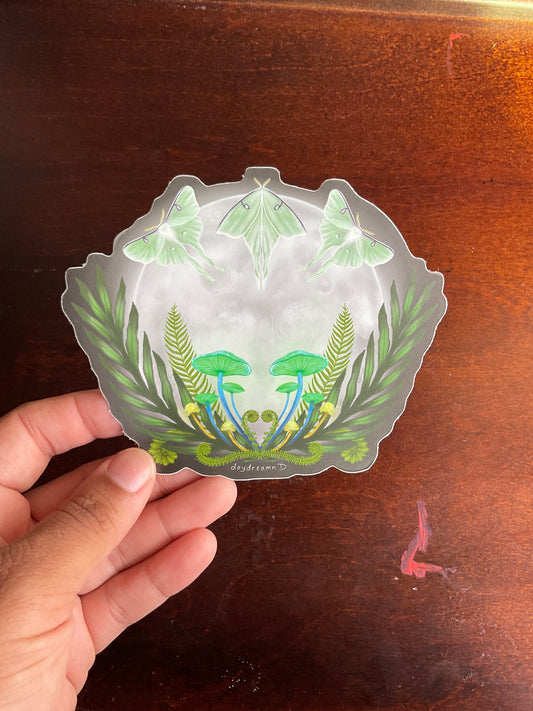 Luna Moth Mushroom Moon sticker