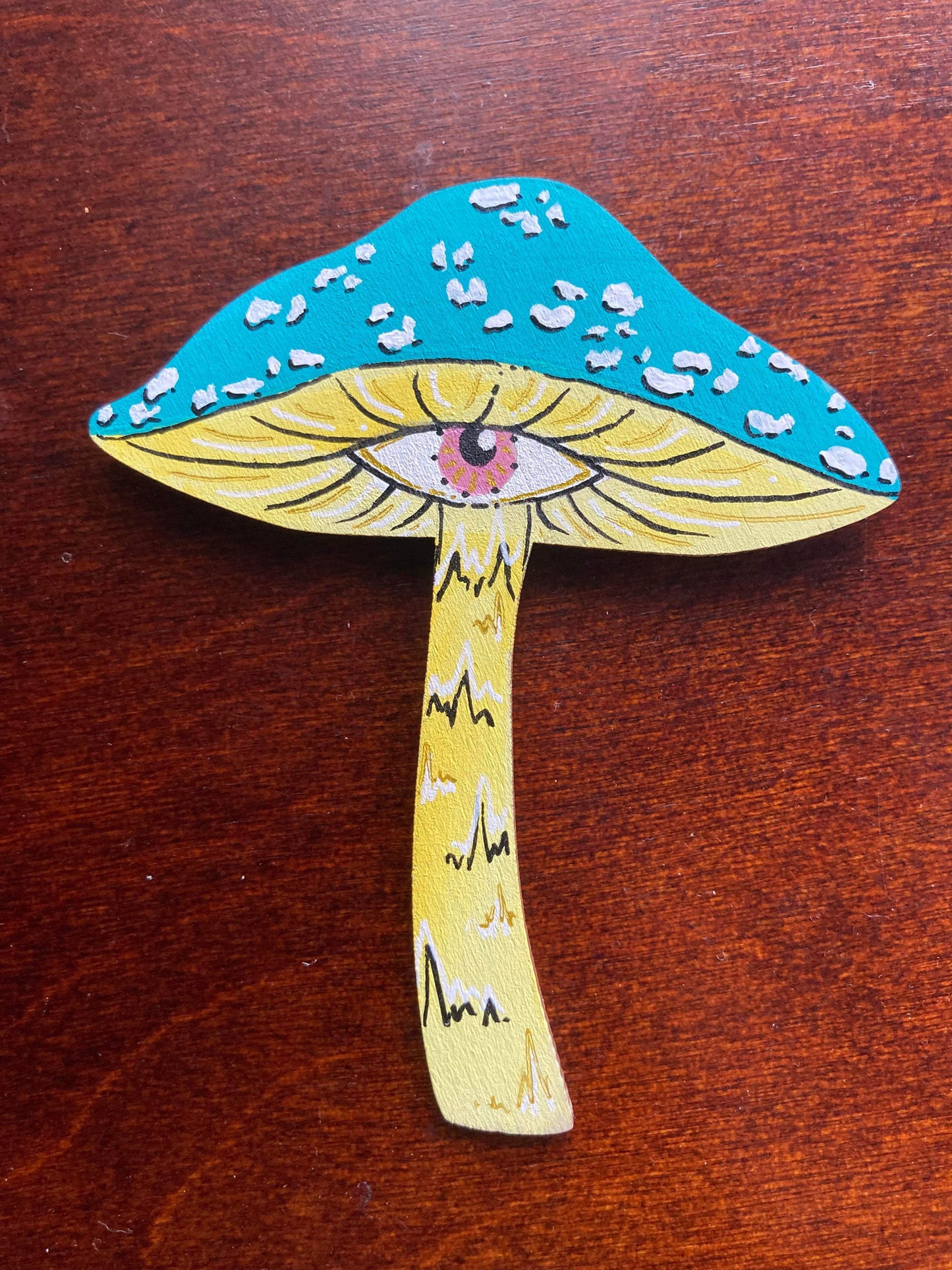 Handpainted Mushroom Eye Wood Magnets