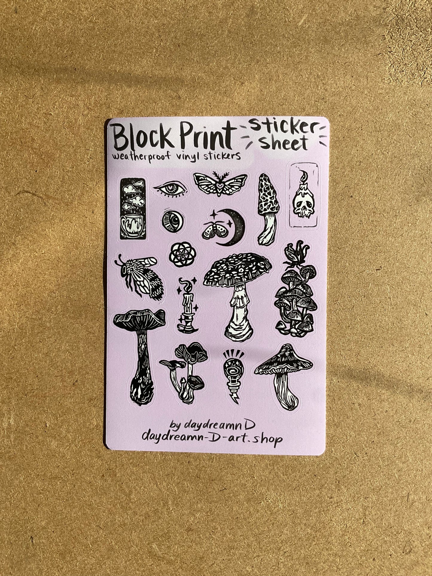 Block print sticker sheets