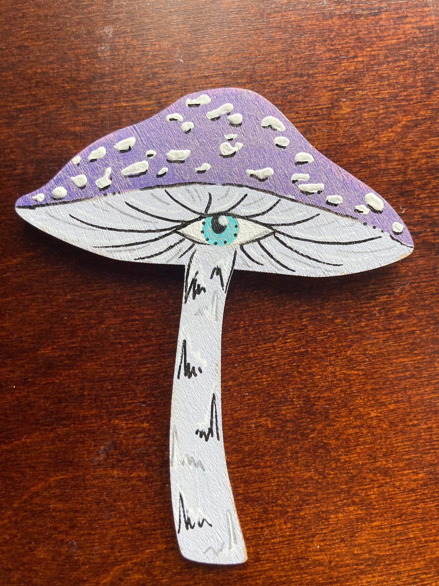 Handpainted Mushroom Eye Wood Magnets