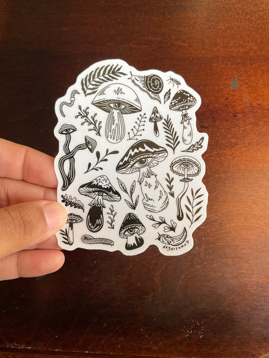 Clear mushroom eyes sticker