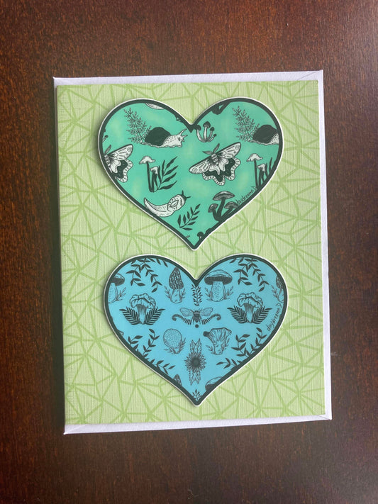 Nature Lover Hearts sticker greeting cards
