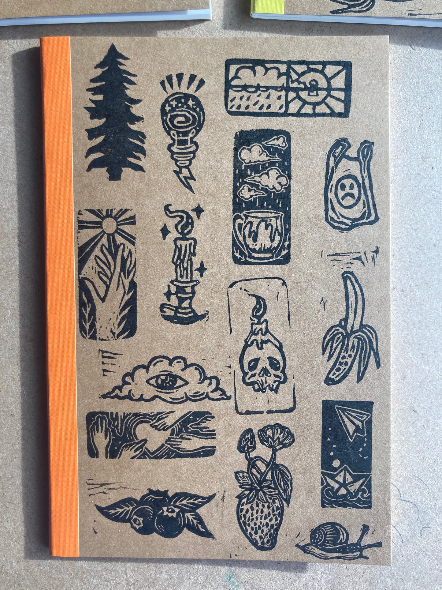 Eraser stamp printed notebooks