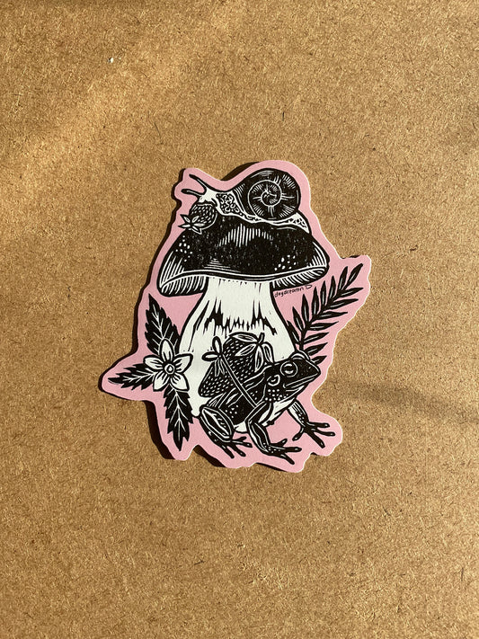 Springtime in the Forest block print sticker