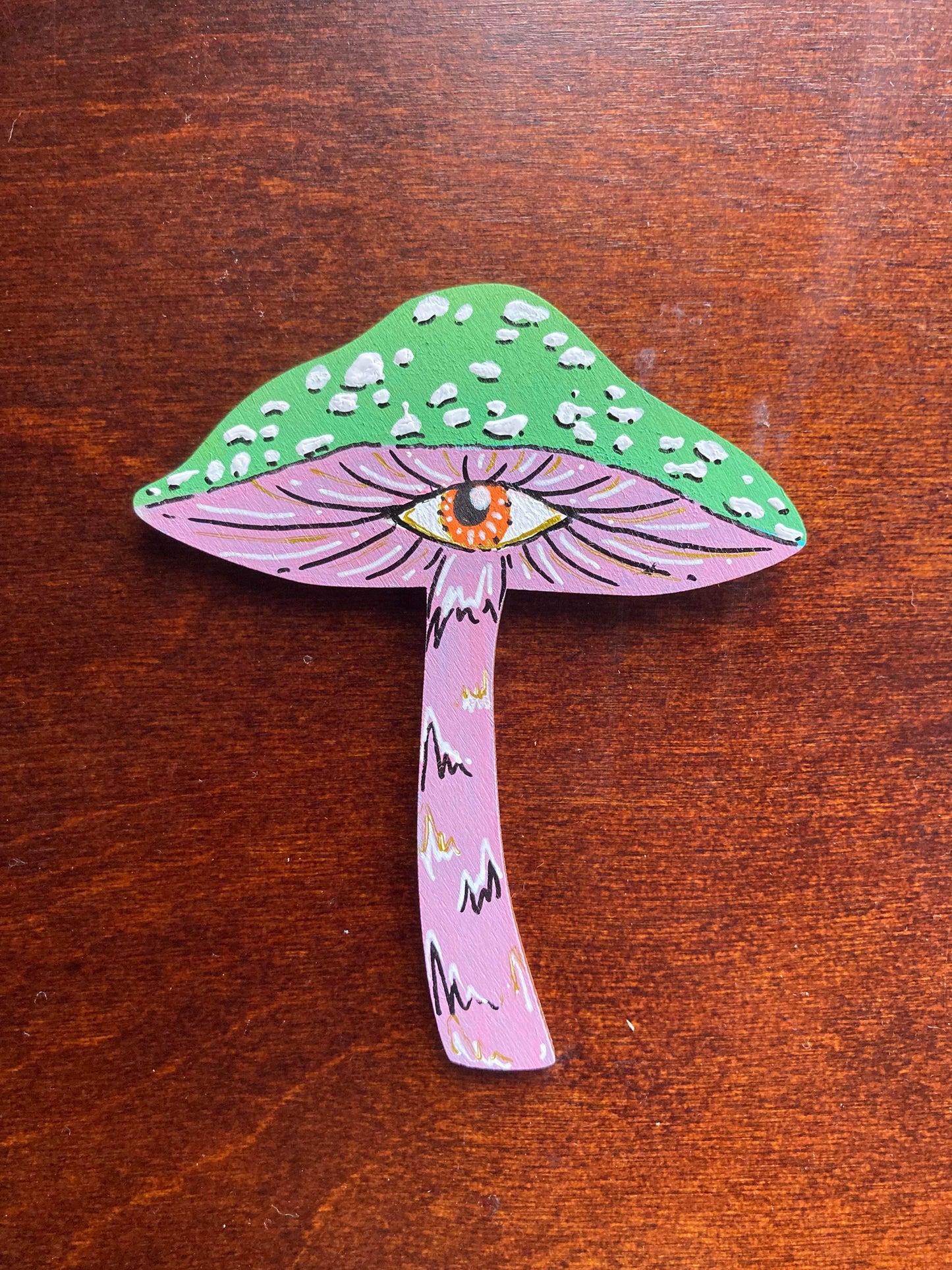 Handpainted Mushroom Eye Wood Magnets