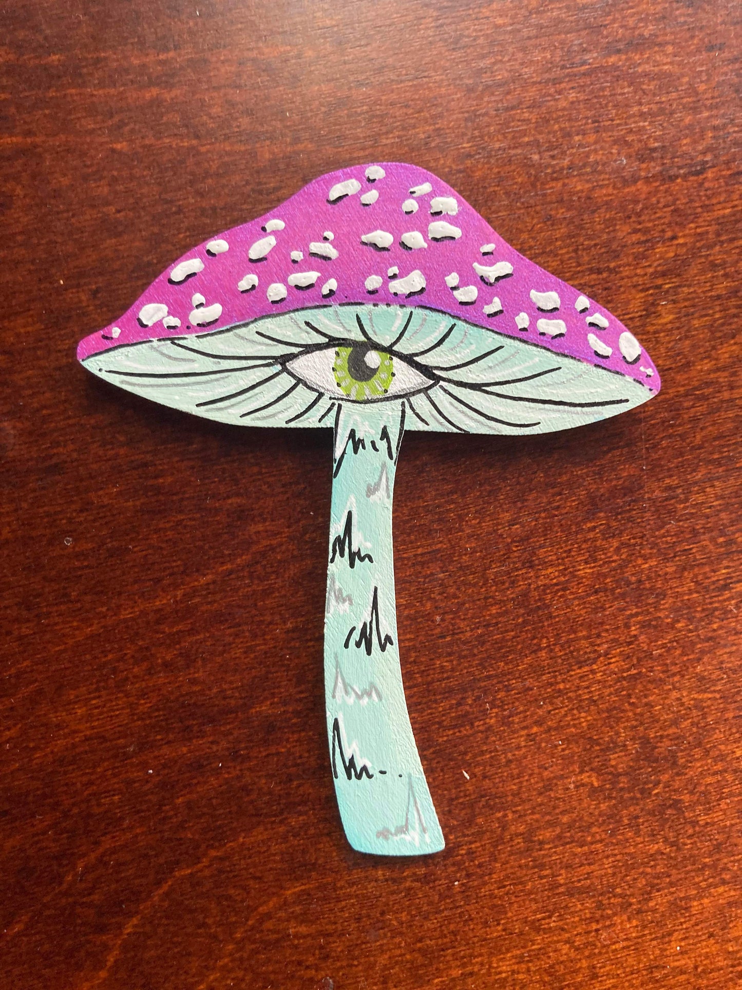 Handpainted Mushroom Eye Wood Magnets