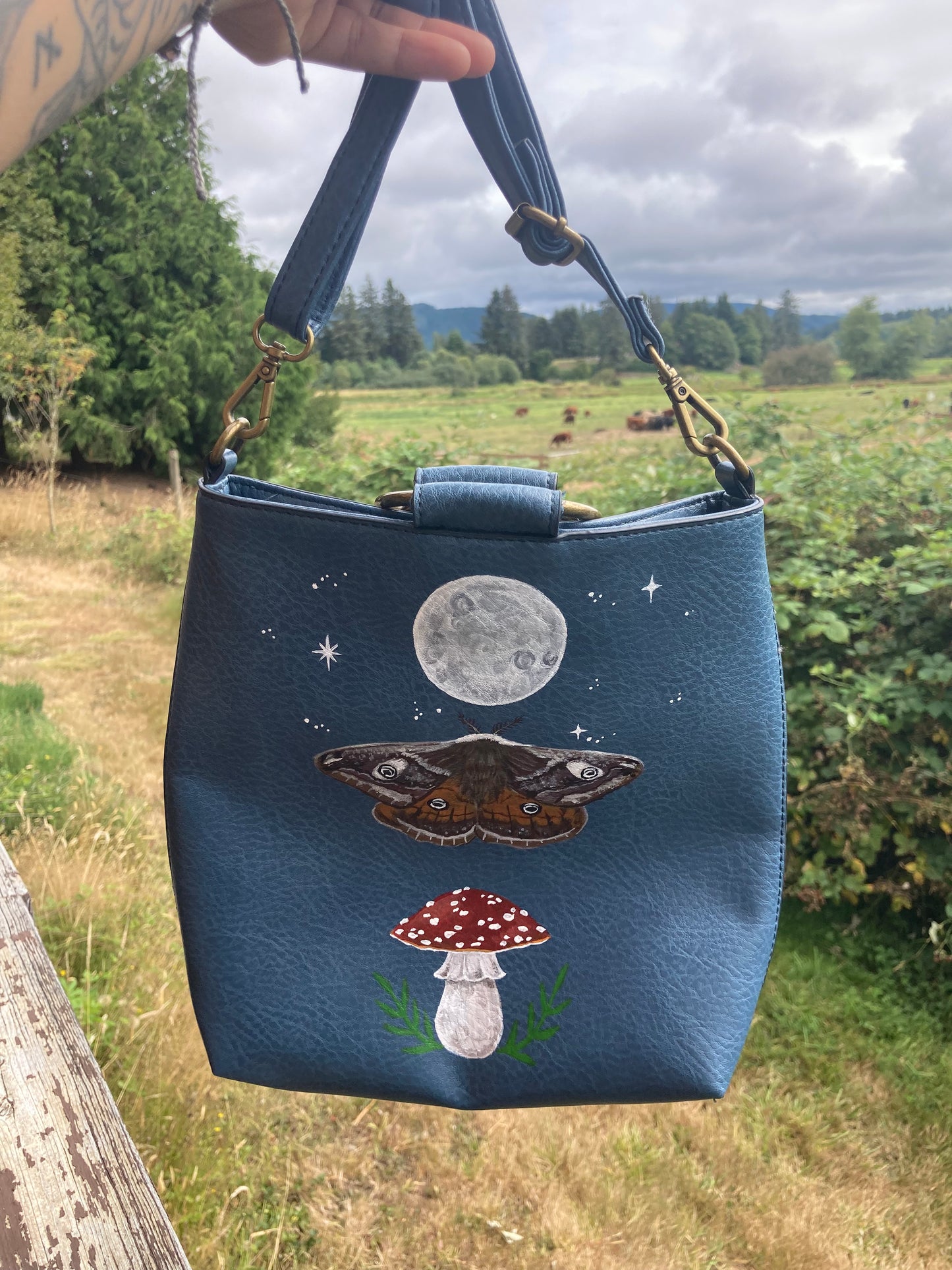 Moon, moth and mushroom bag