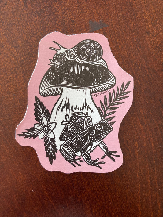 Springtime in the Forest block print sticker