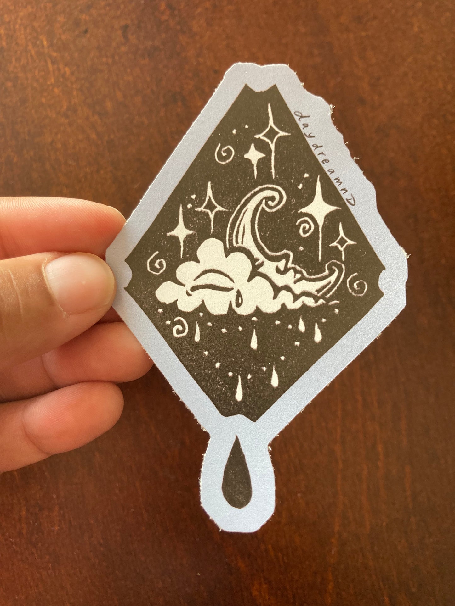 Among the Stars block print sticker