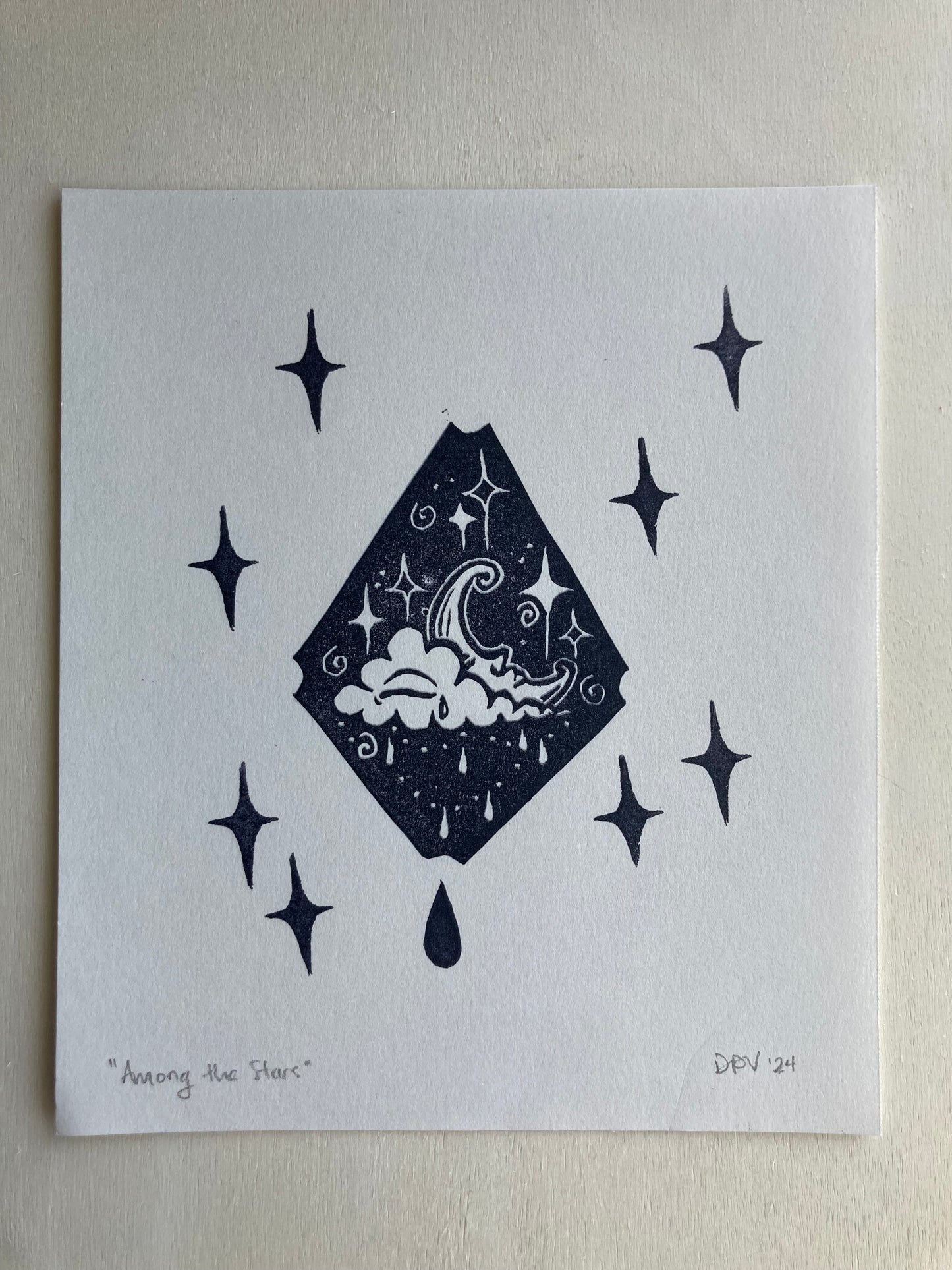 Among the Stars block print