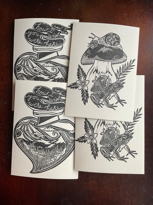 Block printed greeting cards (individual, A5)