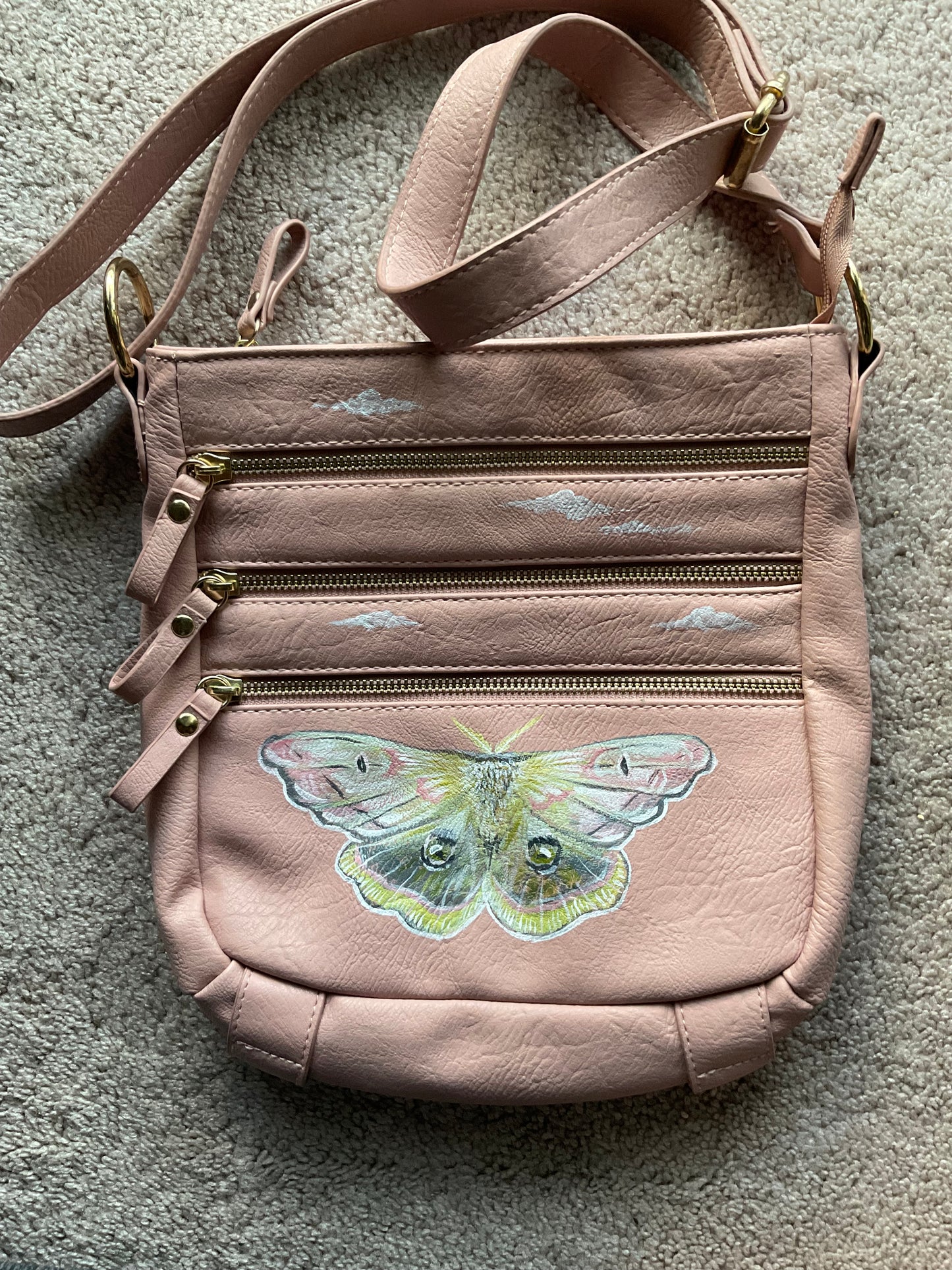 Moth and Clouds pale pink crossbody