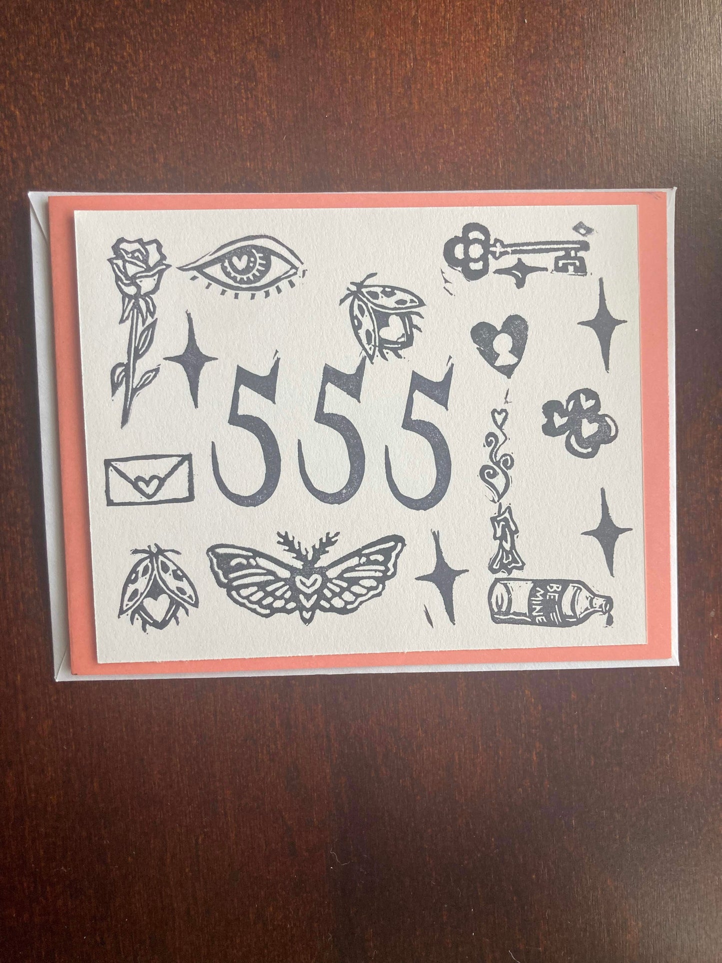 Angel Numbers block printed greeting cards