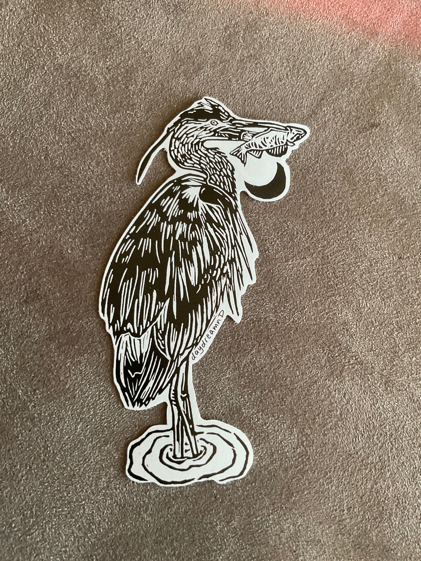 Hungry Heron vinyl sticker