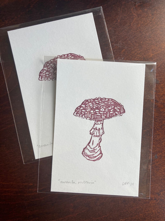 Amanita Muscaria Block Print