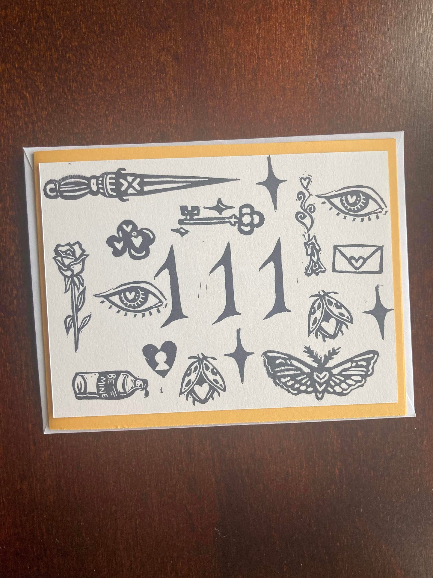 Angel Numbers block printed greeting cards