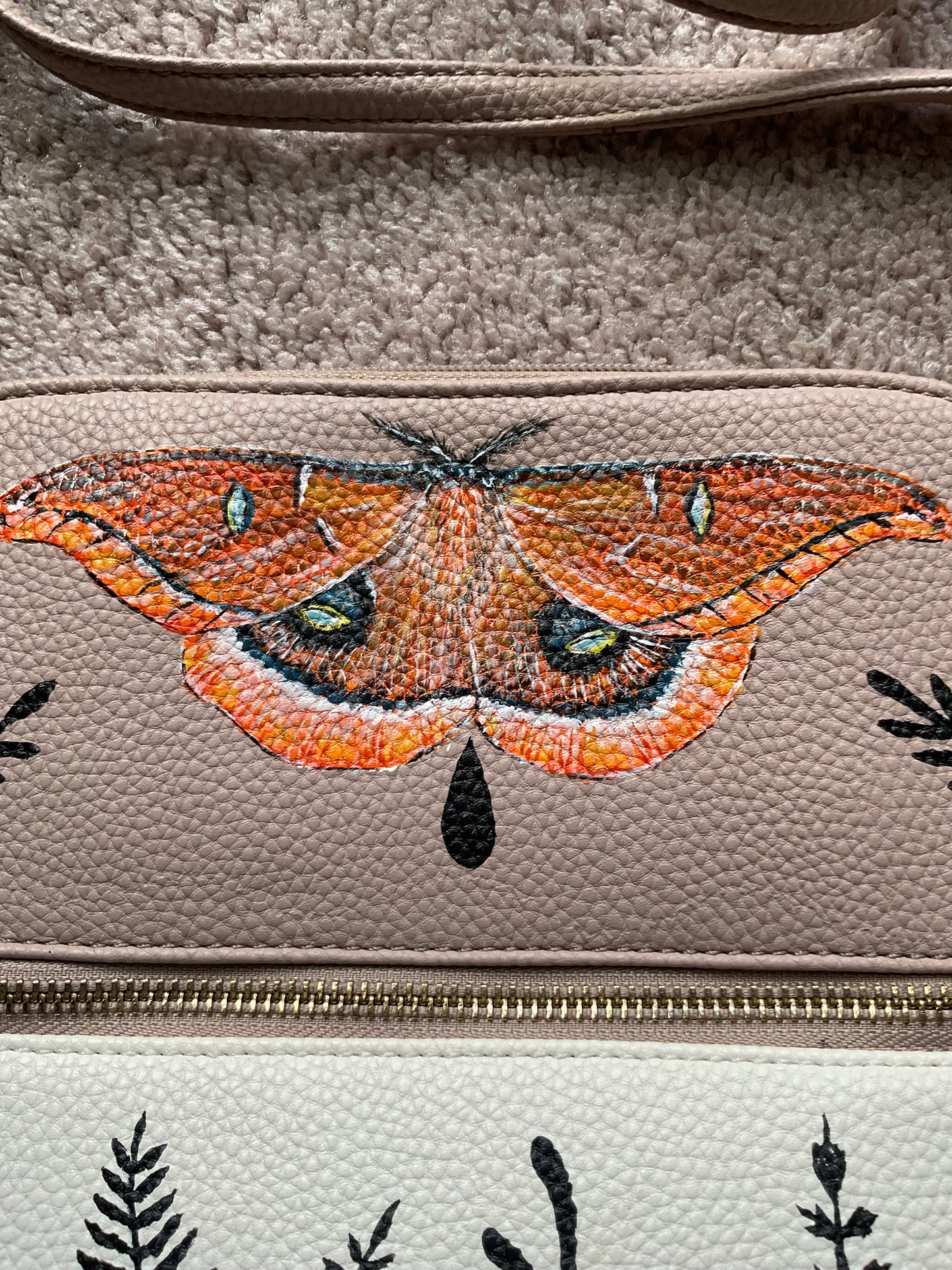 Moth and Ferns two tone crossbody