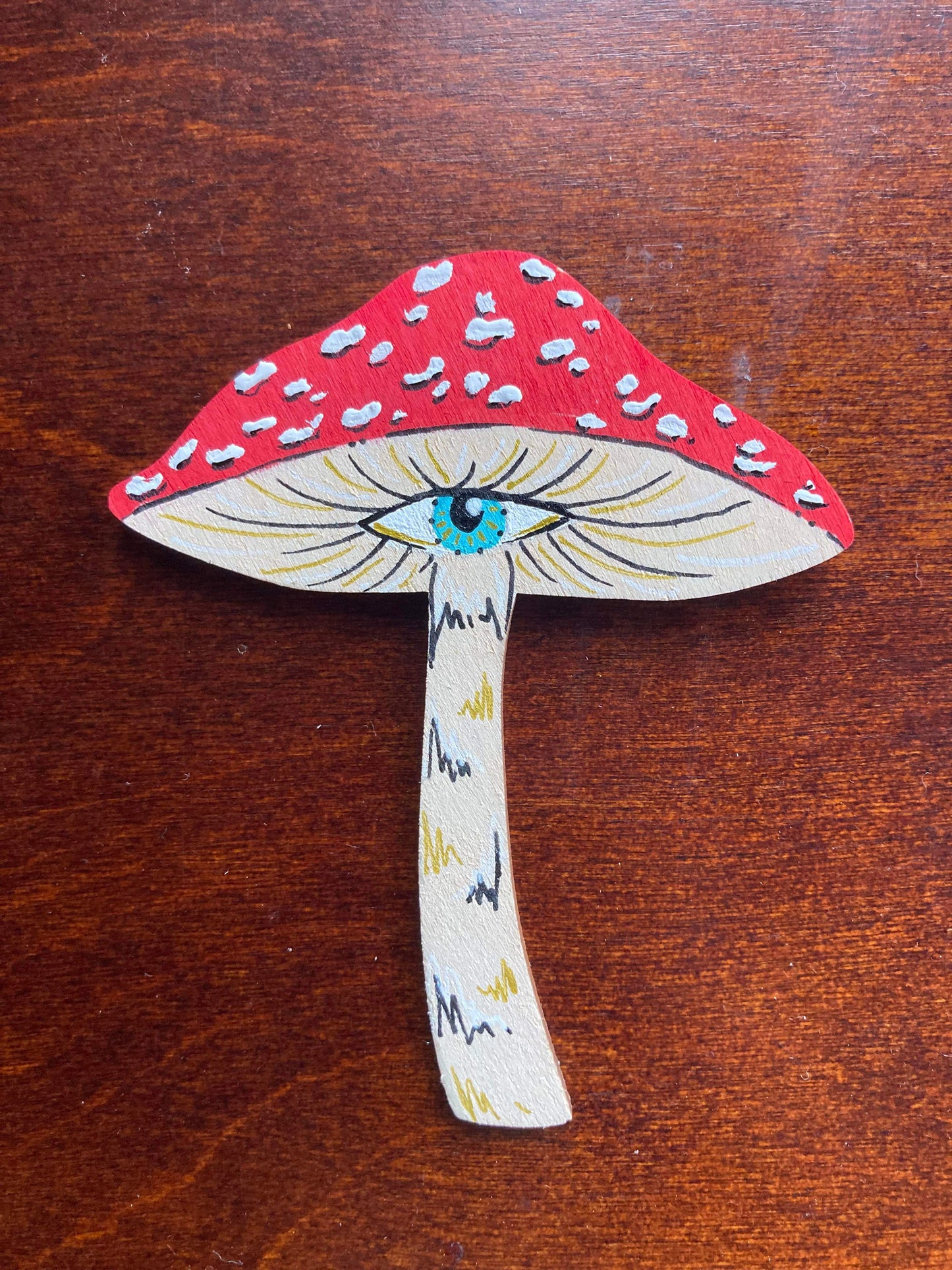 Handpainted Mushroom Eye Wood Magnets