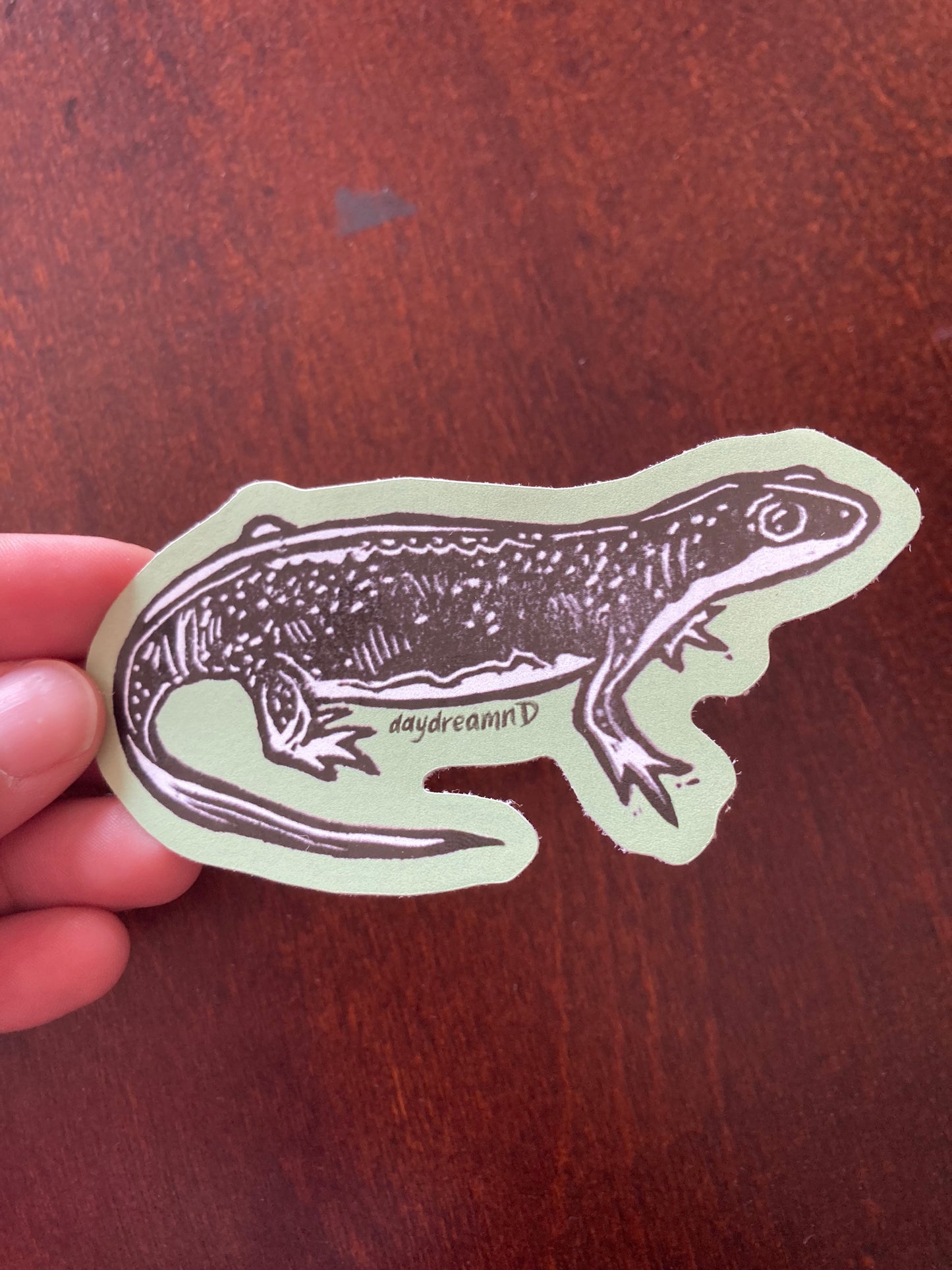 Newt block print sticker