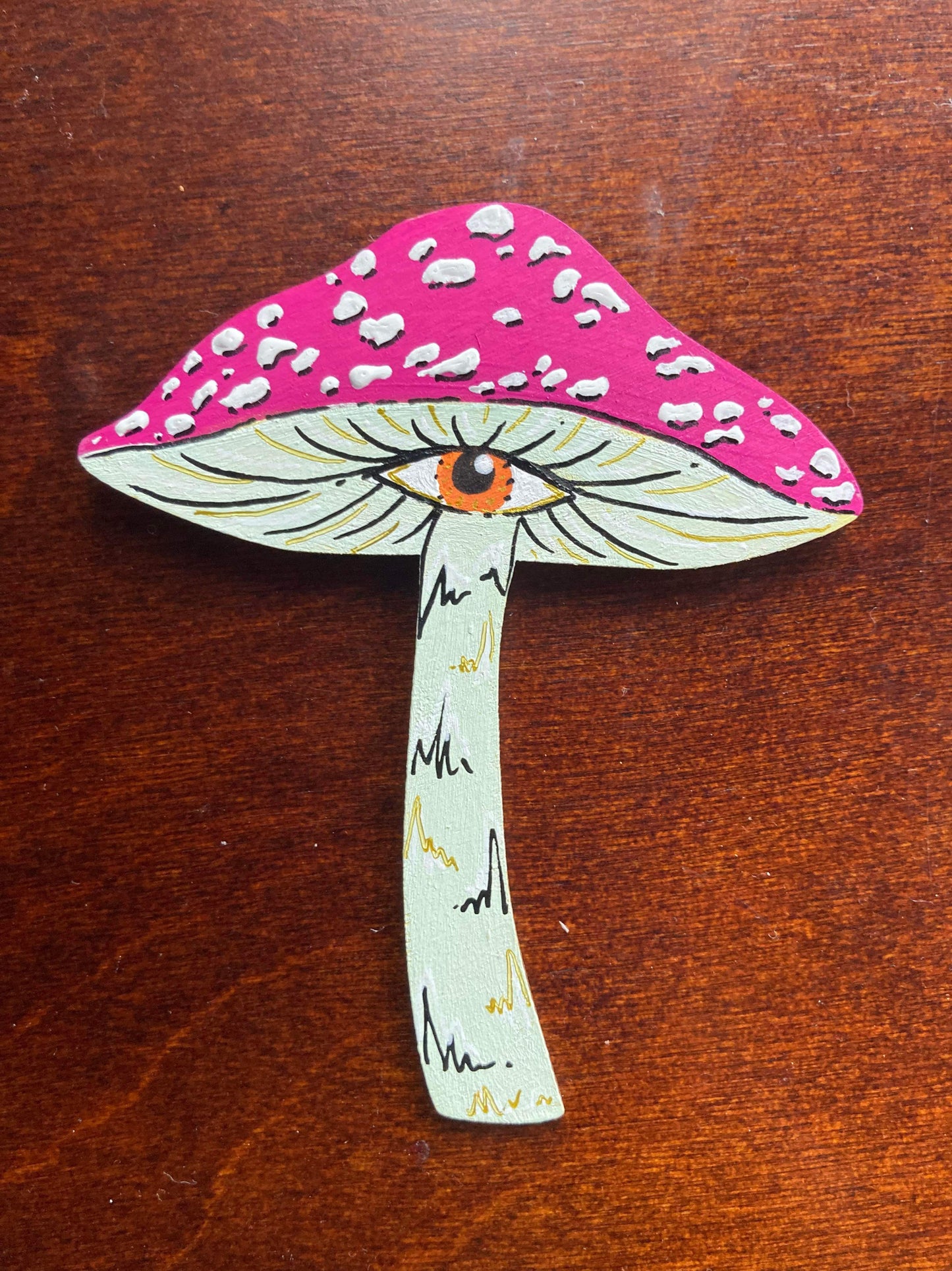 Handpainted Mushroom Eye Wood Magnets