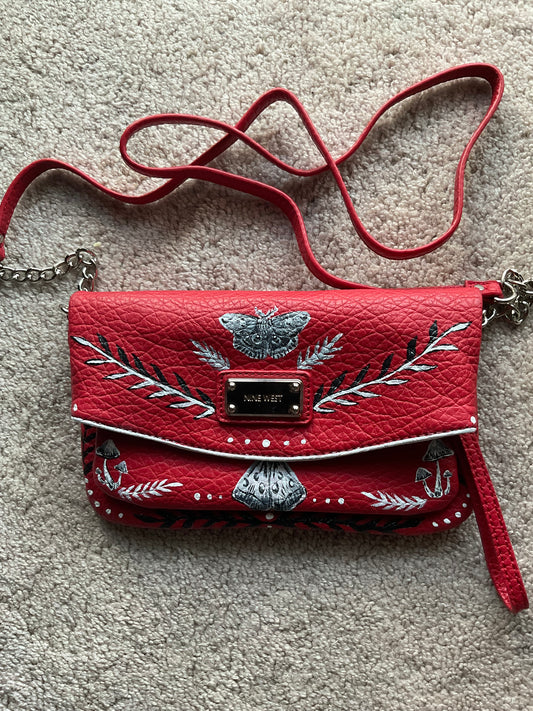 Moths, Ferns and fungi red crossbody