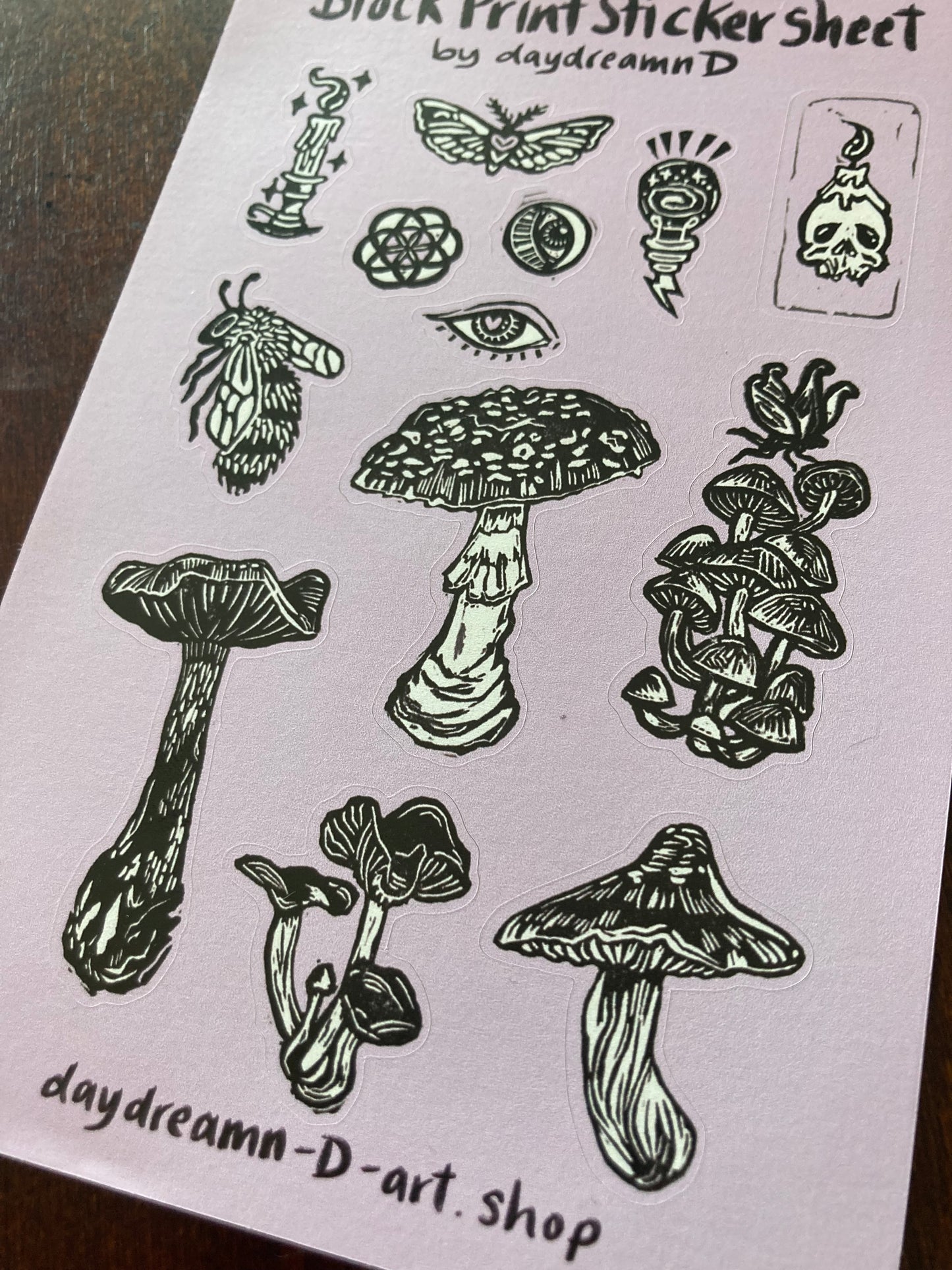 Block print sticker sheets