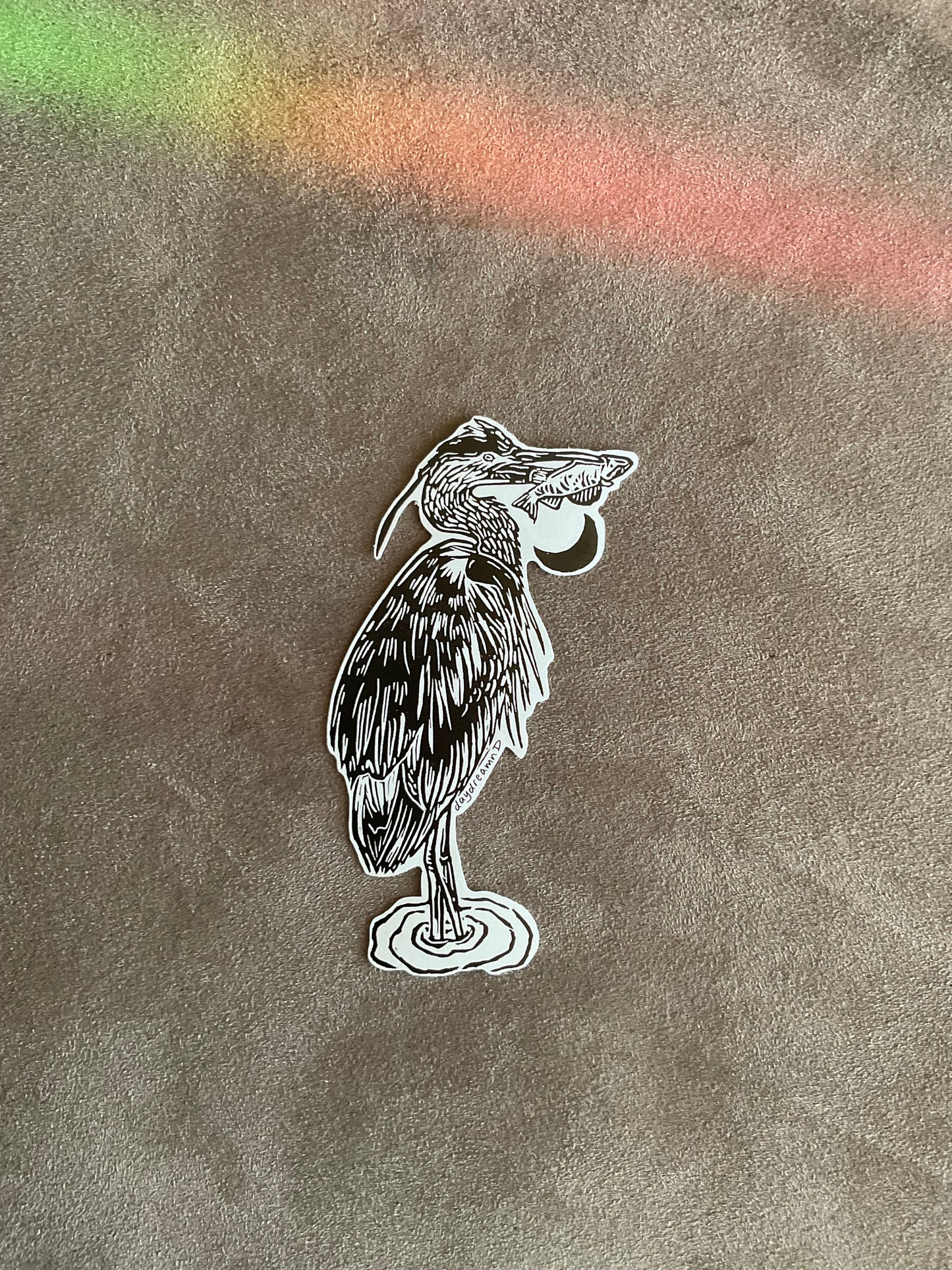 Hungry Heron vinyl sticker