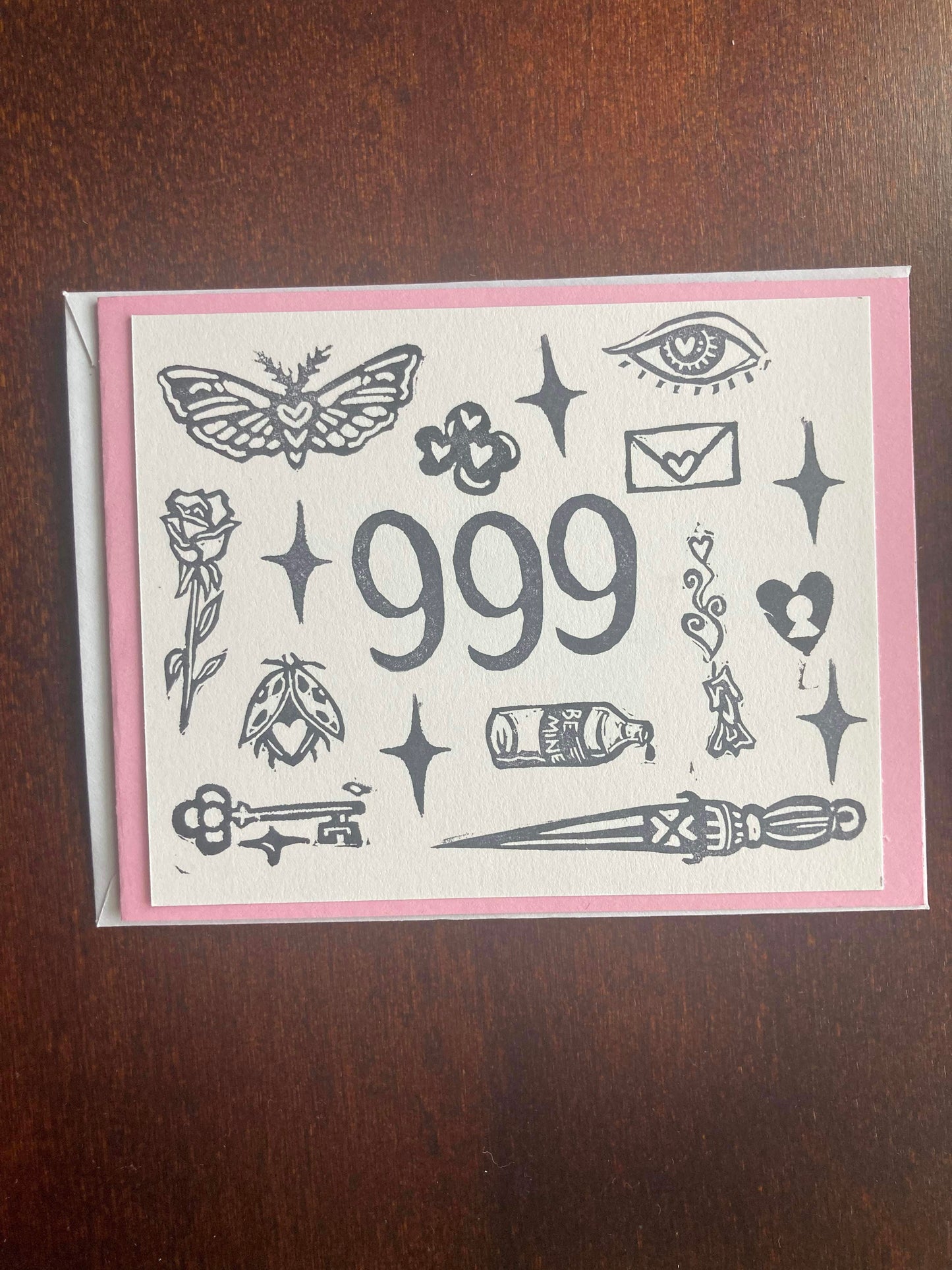 Angel Numbers block printed greeting cards