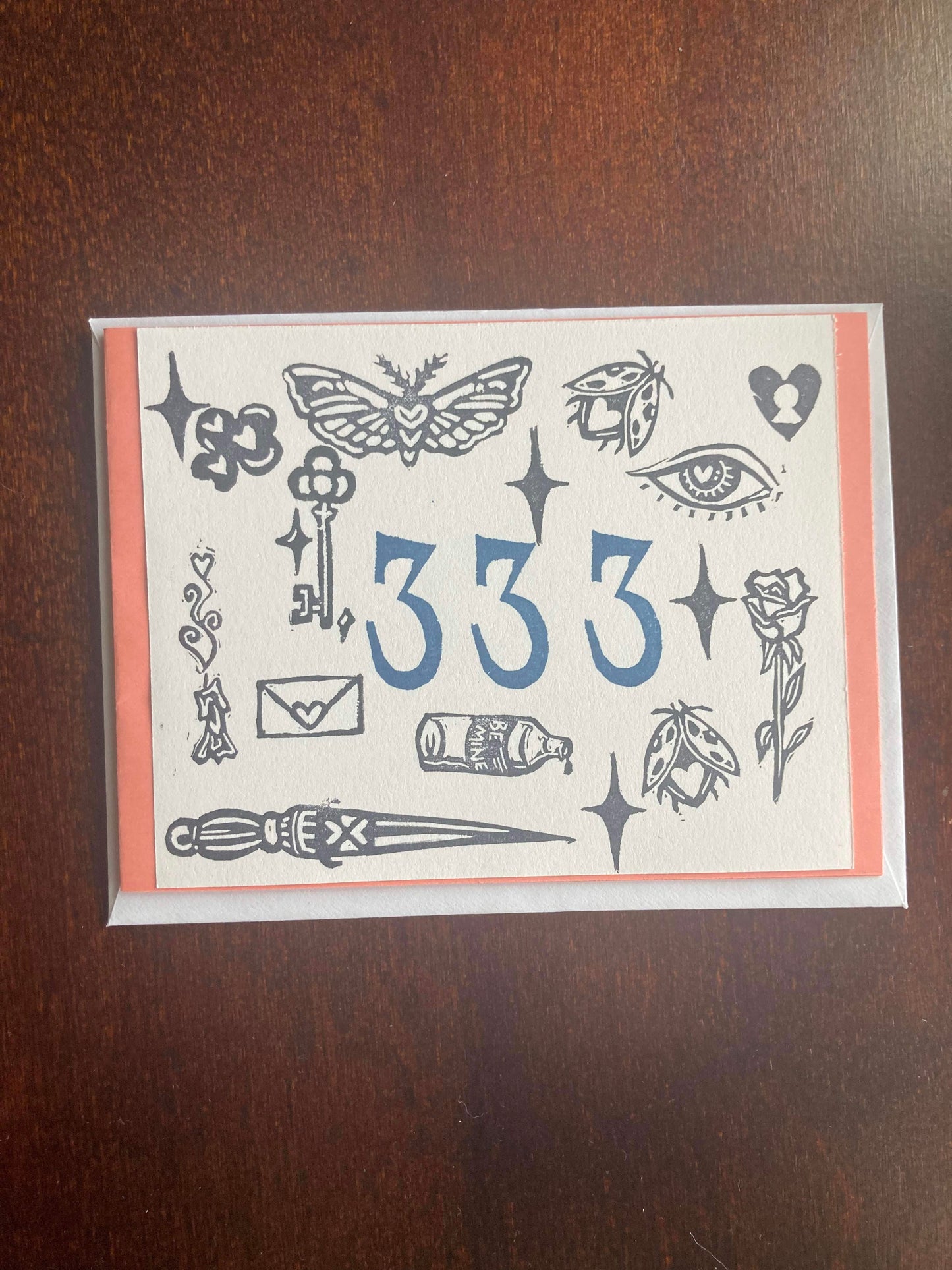 Angel Numbers block printed greeting cards