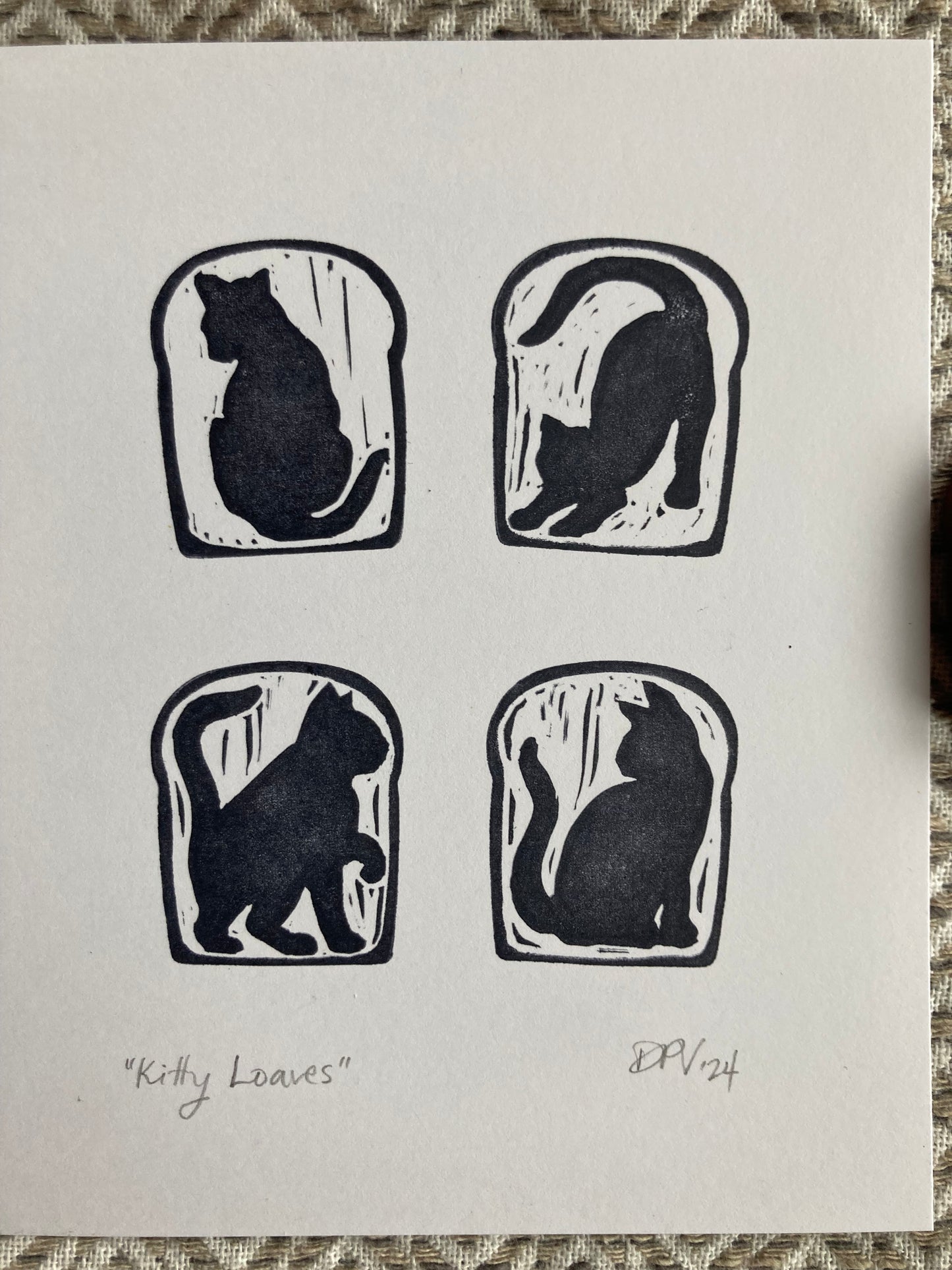 Kitty Loaves block print