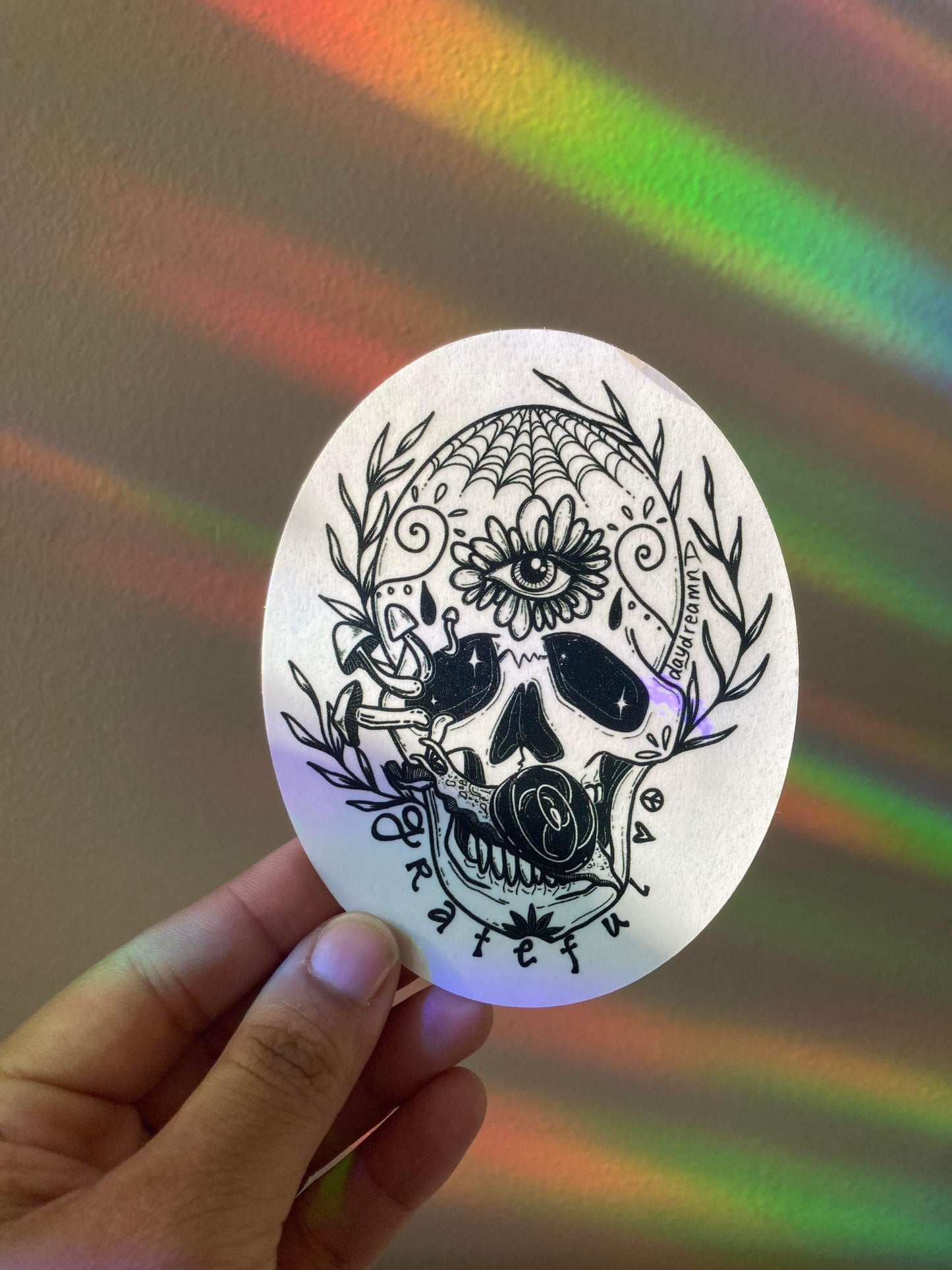 Grateful Skull Suncatcher Window Decal