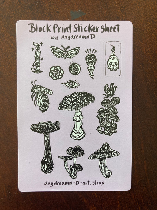 Block print sticker sheets