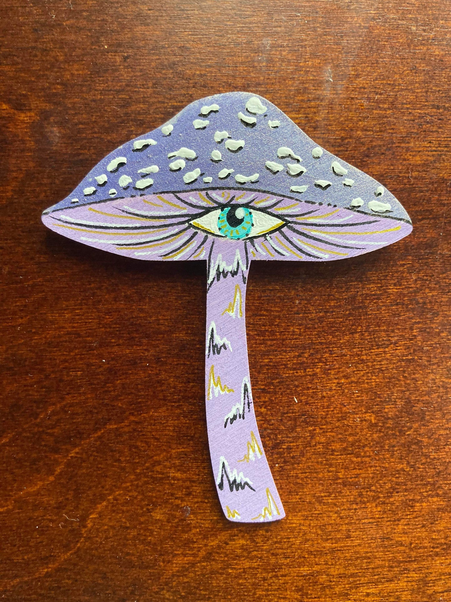 Handpainted Mushroom Eye Wood Magnets