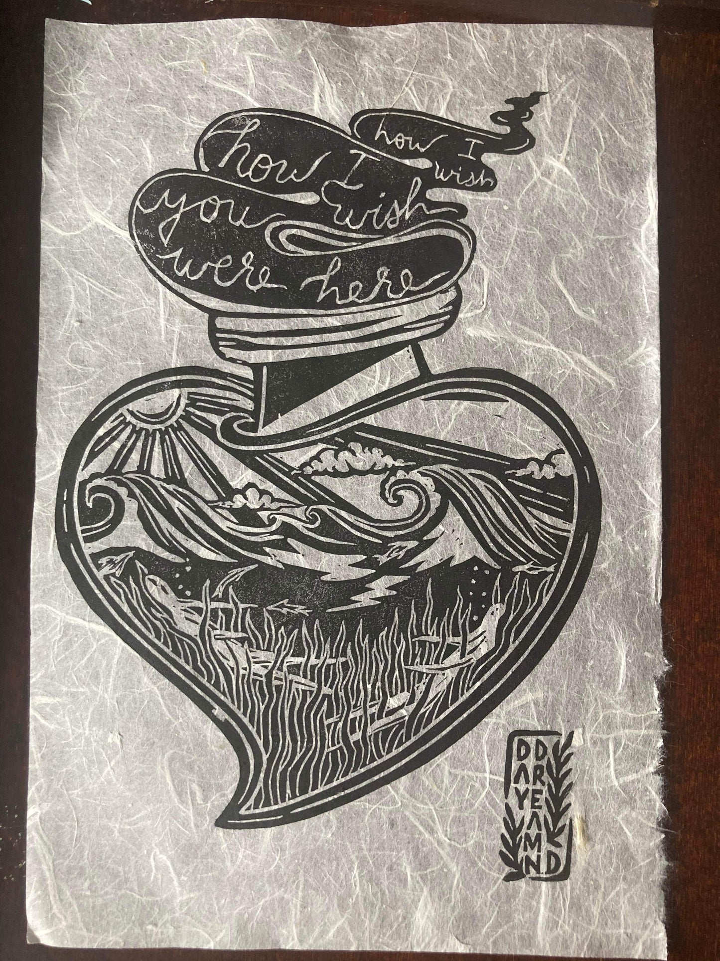 Wish You Were Here sacred heart block print