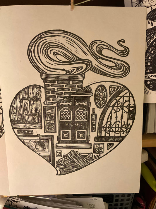 Doors and Windows of the Heart block print