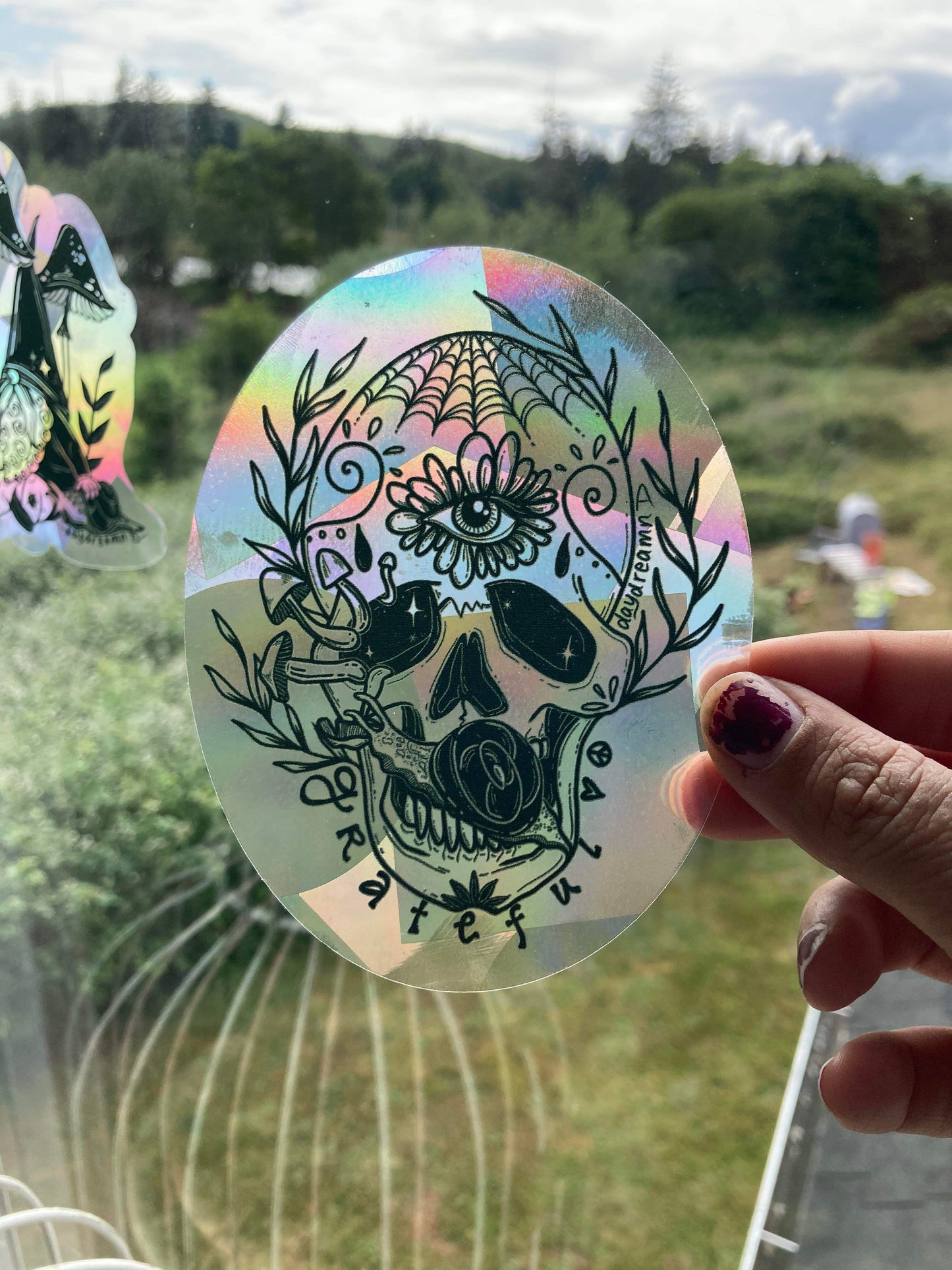 Grateful Skull Suncatcher Window Decal