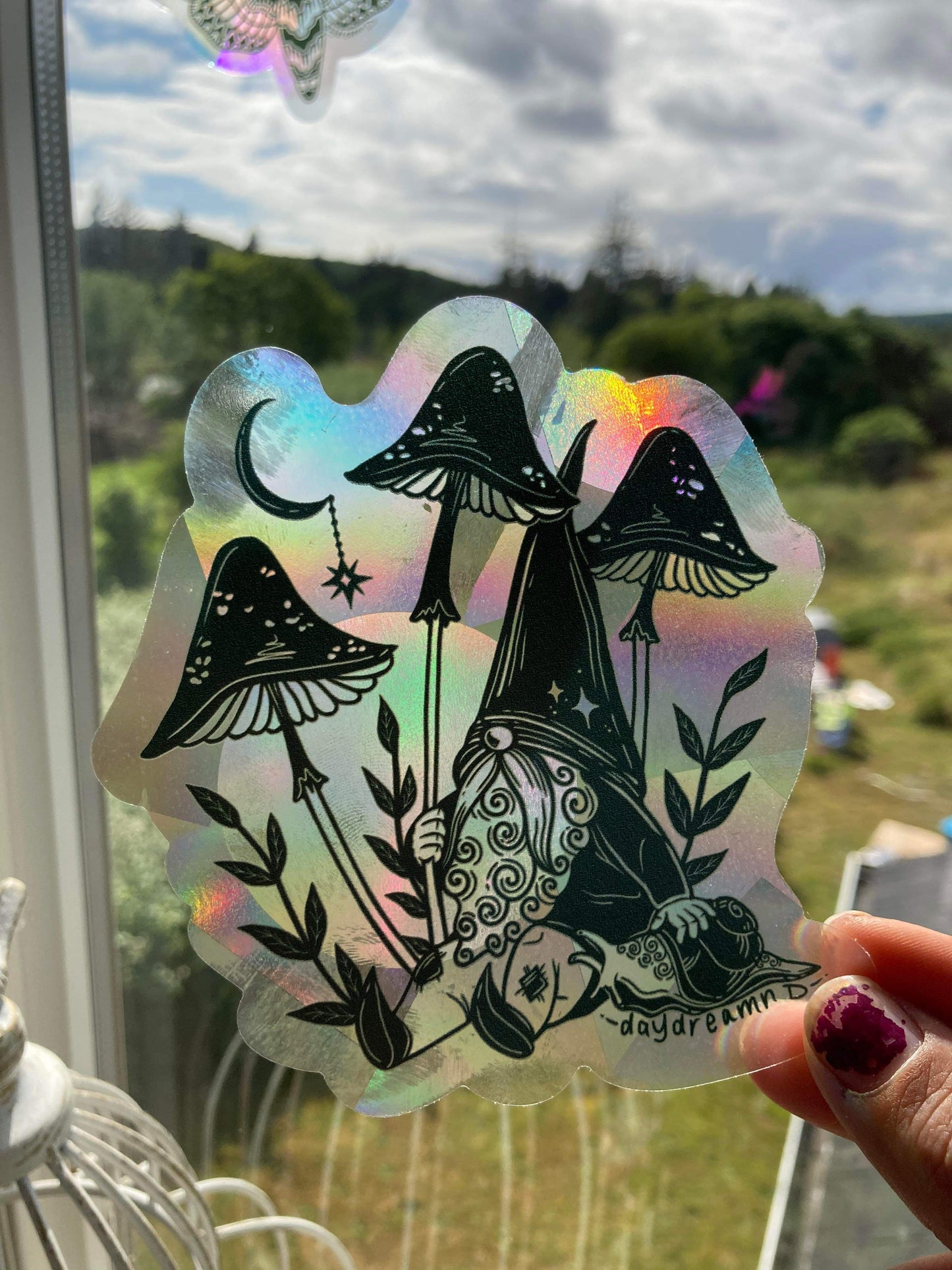 Gnome and Snail Suncatcher Window Decal