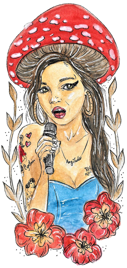 Amy-Nita Winehouse Portrait, Amy Winehouse Amanita Cap Giclee Print