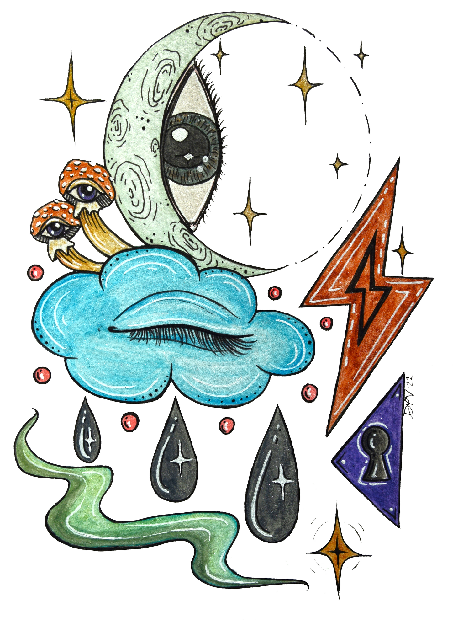 Funky Sky Eyes Giclee Print