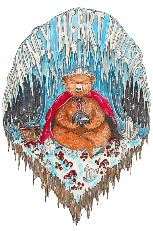 Winter Bear hand-embellished giclee print