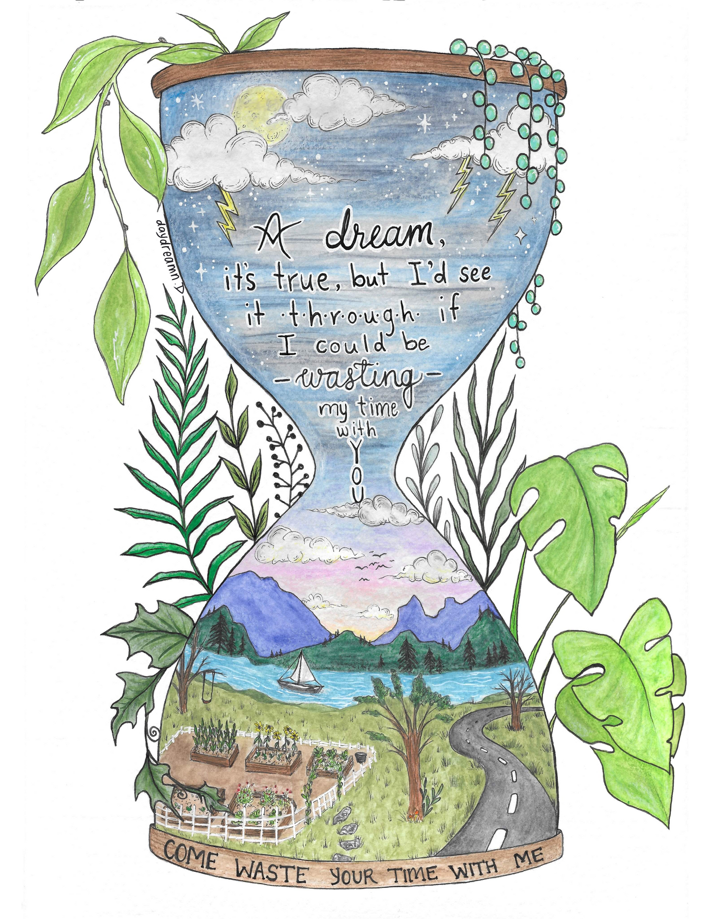 Waste Phish Lyrics Hourglass Illustration Giclee Print