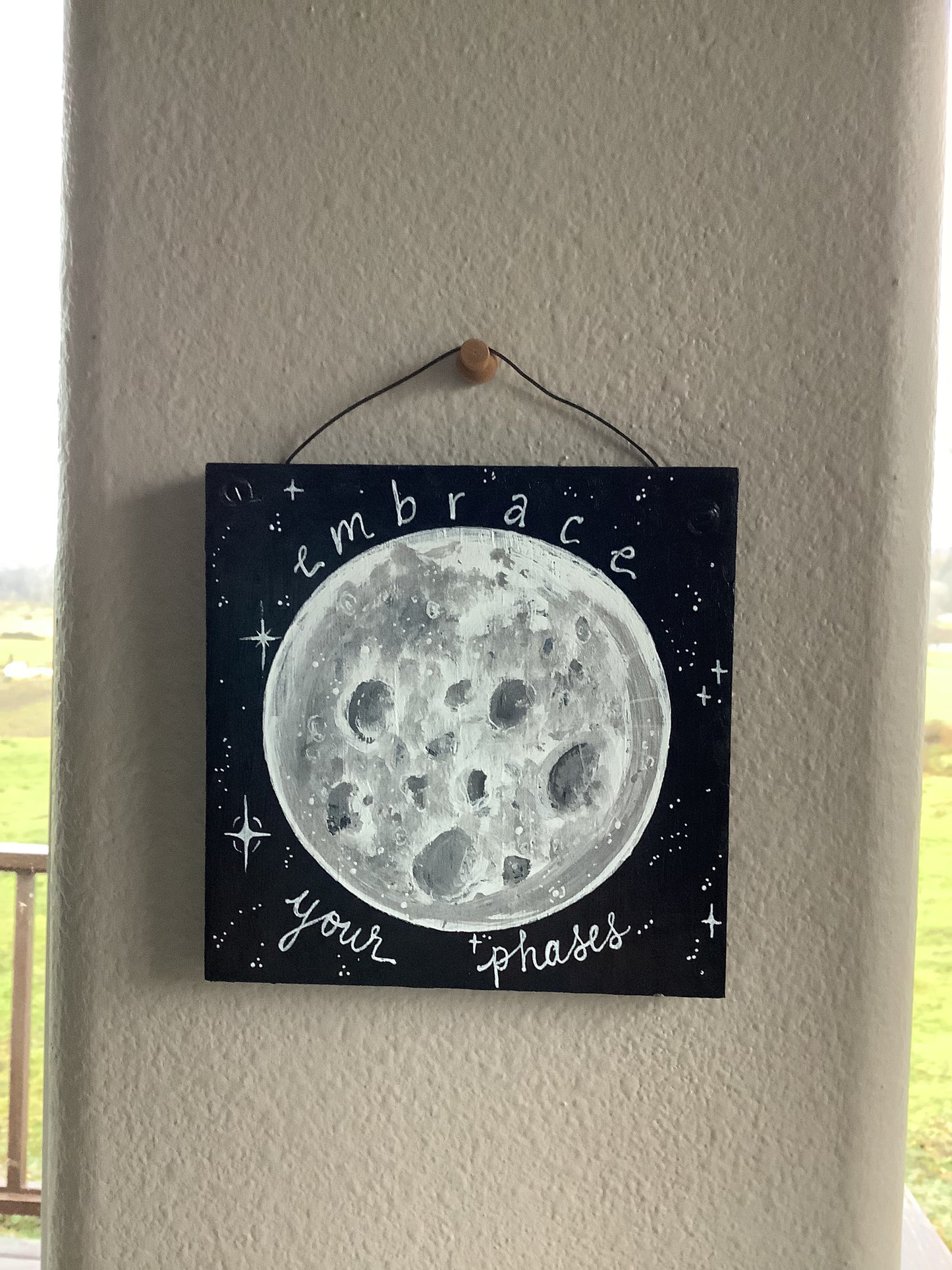 Embrace Your Phases upcycled wall hanging